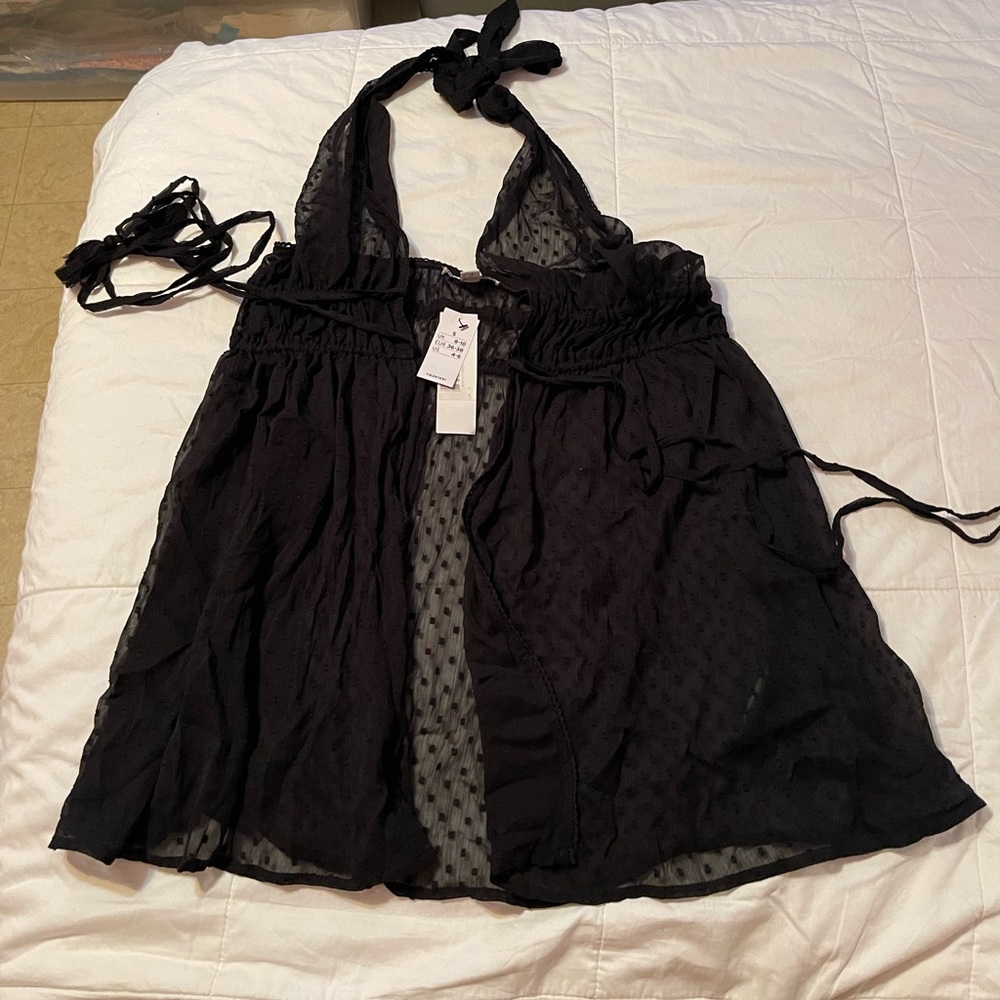 Topshop Black Textured Blouse
